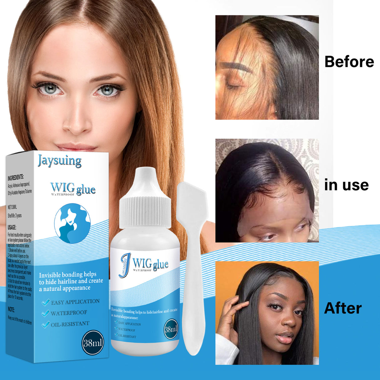 Jaysuing No Trace Wig Hair Extension Lace Head Cover Invisible Glue Sticky Strong Hair Curtain Glue Does Not Hurt The Skin Hair Block Glue - V.I.P Digital Presence