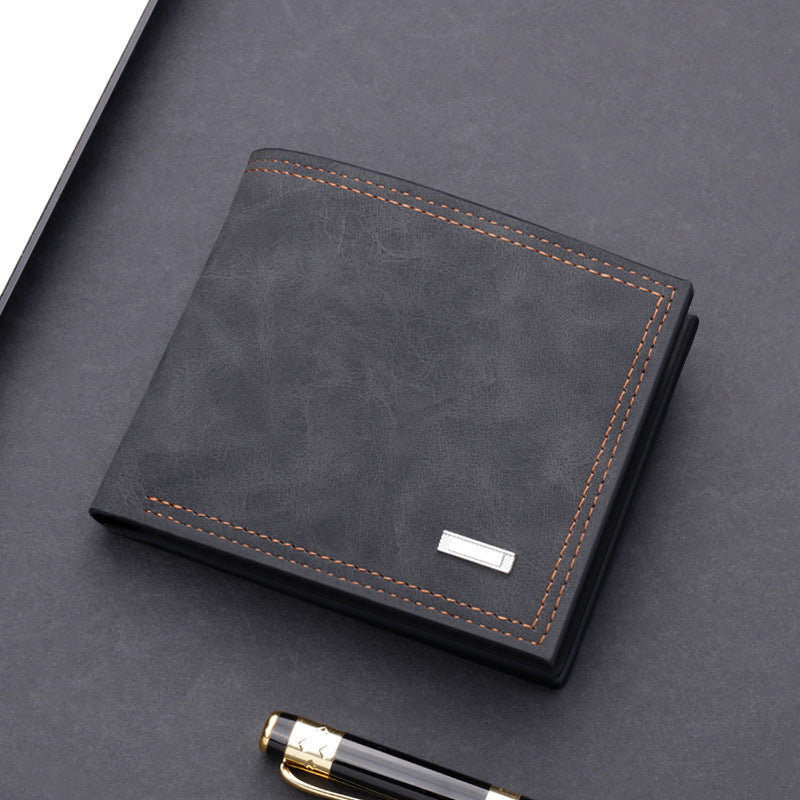 Men's wallet short wallet leather wallet multiple card slots can hold driver's license retro - V.I.P Digital Presence