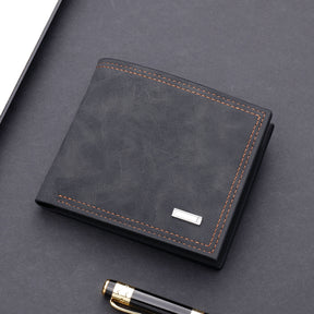 Men's wallet short wallet leather wallet multiple card slots can hold driver's license retro - V.I.P Digital Presence