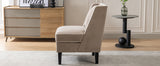 Velvet Upholstered Accent Chair with Cream Piping, Tan and Cream - V.I.P Digital Presence