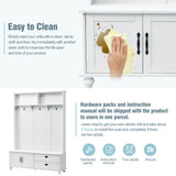 ON-TREND Modern Style Hall Tree with Storage Cabinet and 2 Large Drawers, Widen Mudroom Bench with 5 Coat Hooks, White - V.I.P Digital Presence
