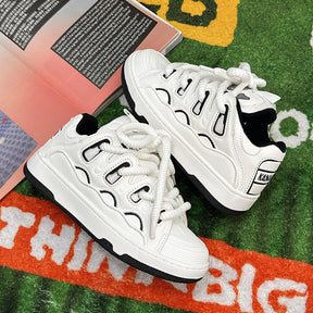 National trendy white shoes for men niche trendy thick soled sports sneakers for women - V.I.P Digital Presence
