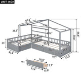 Twin Size House Platform Bed with Three Storage Drawers Gray