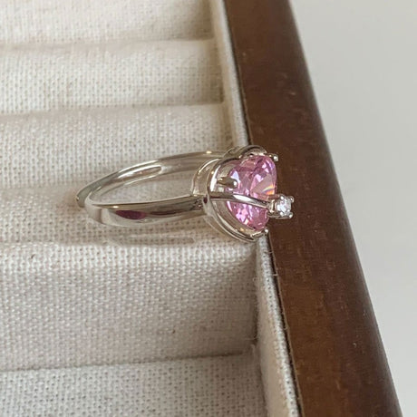 Dopamine love colored zircon diamond ring female niche index finger high-end fashion personality open ring - V.I.P Digital Presence