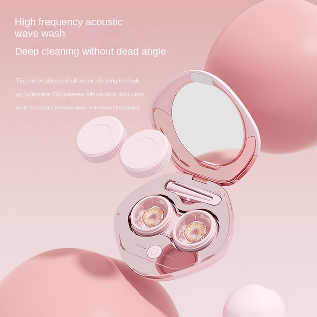Ultrasonic cleaner, electric portable contact lens, contact lens, replaceable cleaning compartment - V.I.P Digital Presence