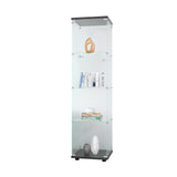 4 glass display cabinets with door shelves, floor standing antique bookshelf, 64.7 "* 16.7" * 14.3 ", black - V.I.P Digital Presence