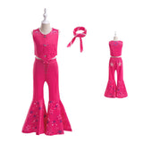 Cosplay movie Barbie with silk scarf three piece set children's sleeveless party dress printed performance outfit - V.I.P Digital Presence