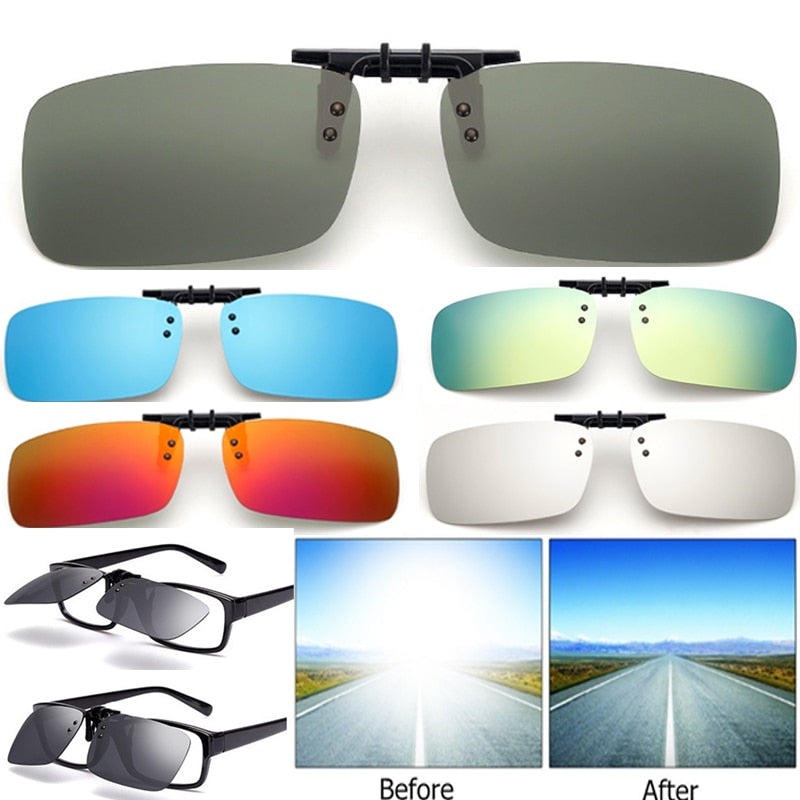 Cool Polarized Mirrored UV400 Lens Clips On Sunglasses Driving Night Vision Lens Sun Glasses Male Anti-UVA For Men Women - V.I.P Digital Presence