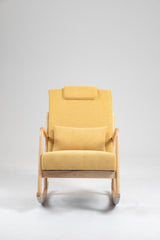 Rocking Chair Upholstered Fabric Rocking Armchair Indoor with High Backrest Glider Chairs and Lumbar Pillow for Living Room - V.I.P Digital Presence