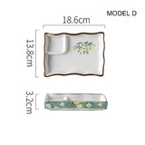 Dumpling plate sushi plate round square plate with soy sauce and vinegar partitioned snack plate ceramic plate for home use - V.I.P Digital Presence