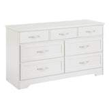 Modern 3 Drawer Bedroom Chest of Drawers with 7 Drawers Dresser Clothes Organizer -Metal Pulls White, 47.6″L x 15.7″W x 26.6″H - V.I.P Digital Presence