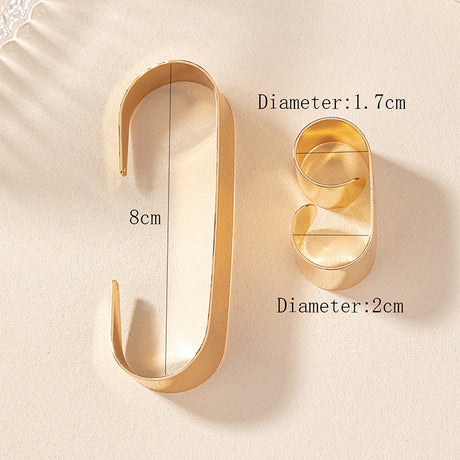 Geometric personality bracelet ring set for women, Japanese and Korean Ins style, simple and fashionable trendy jewelry - V.I.P Digital Presence