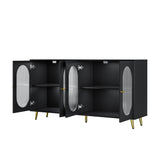 Modern Accent Sideboard Cabinet with Acrylic Doors, Freestanding Storage Cupboard Console Table for Kitchen Dining Black - V.I.P Digital Presence