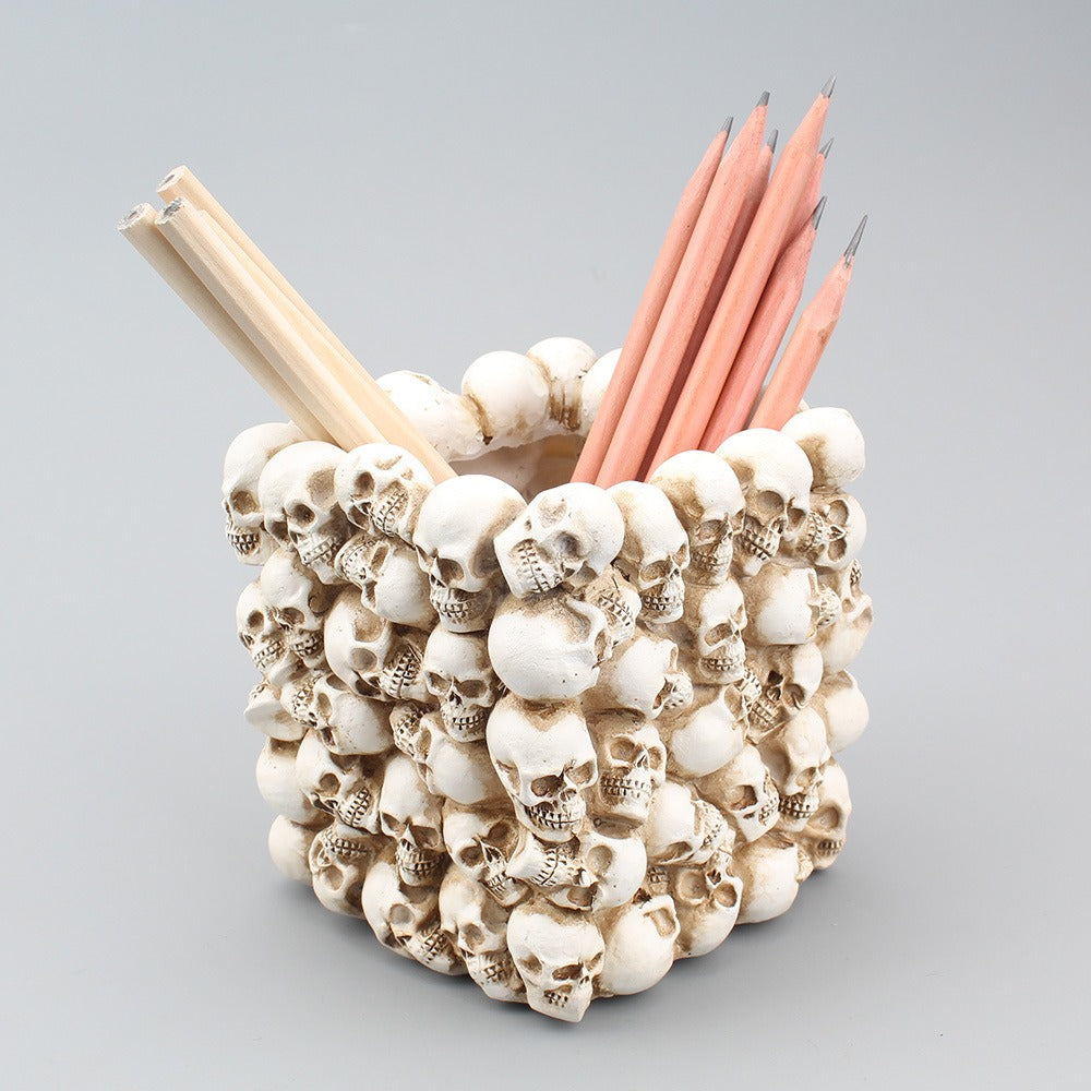 Square small skull pen holder storage desktop storage bucket home storage potted plants - V.I.P Digital Presence