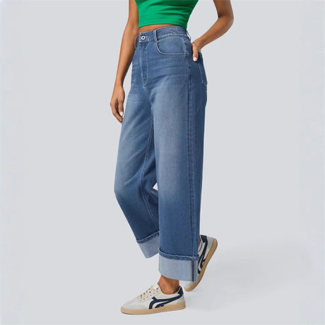 Fashionable high waisted straight leg jeans - V.I.P Digital Presence