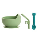 Cuenco de silicona completo para niños con ventosa para aprender a comer, cuenco de entrenamiento, cuchara, tenedor y plato para bebés con adsorción 