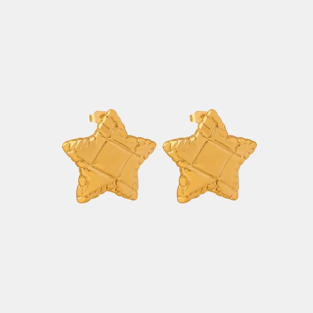Minimalist and Personalized Geometric Jewelry Texture Lace Pentagram Design Titanium Steel Earrings - V.I.P Digital Presence