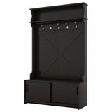Hall tree with roof rack and storage platform, corridor shoe cabinet with sliding door, clothes hanger with 5 hooks black - V.I.P Digital Presence
