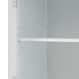 High bathroom storage cabinet with glass door, freestanding, two drawers and adjustable shelves, MDF board, painted white - V.I.P Digital Presence