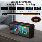 LED Wood-Grain Wooden Clock, RGB Color-Changing Dimming, Daylight Saving Time & Week Display, Desktop Electronic Alarm Clock - V.I.P Digital Presence