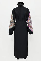 Cap, Drawstring Printed Long Sleeve Dress and Pants Swim Set - V.I.P Digital Presence