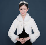 Bride's wedding dress fur shawl women's warm white cloak cheongsam jacket red cloak - V.I.P Digital Presence