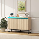 Engraved 3-door side panel with LED, self-service cabinet storage cabinet, modern coffee bar cabinet with adjustable shelf - V.I.P Digital Presence