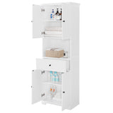 Tall Bathroom Cabinet with Four Doors, Large Storage Space Open Shelve, Upper Storage Cabinet, Whit - V.I.P Digital Presence