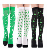 Irish Festival Green Trefoil Stockings Over the Knee Socks St Patrick's Day Party Striped Socks - V.I.P Digital Presence