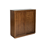 Medieval side panel with 2 sliding doors and solid wood decorative strips, storage cabinet - V.I.P Digital Presence