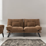 Leatehr Feeling Brown Convertible Folding Modern sofa Bed - V.I.P Digital Presence