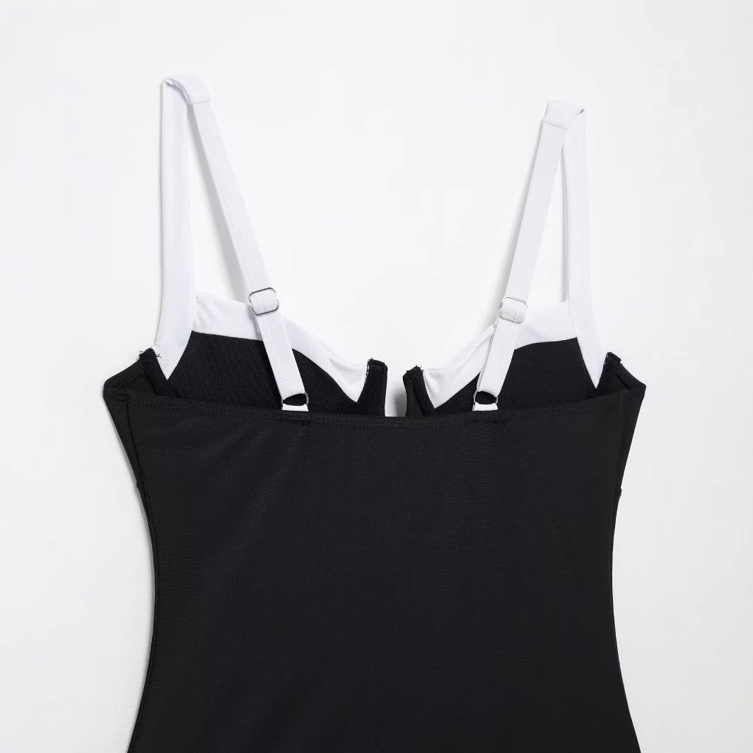 High fork V-neck vacation hot girl one-piece swimsuit female - V.I.P Digital Presence