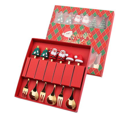 Christmas gift tableware stainless steel coffee spoon dessert spoon fork set - V.I.P Digital Presence
