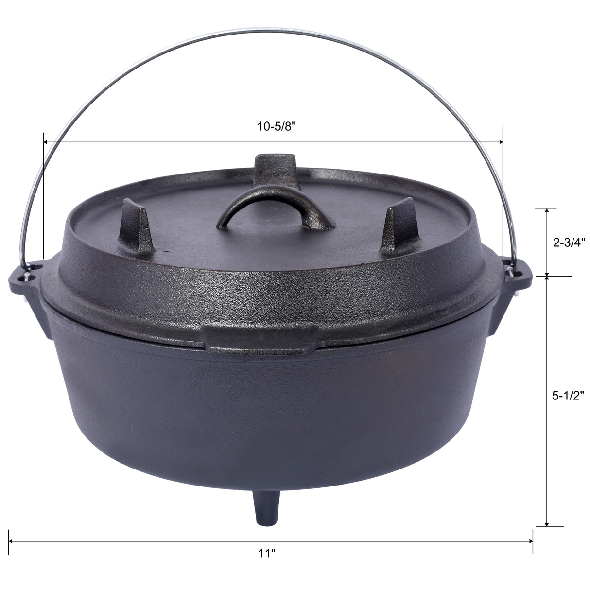 Cast iron Dutch oven with lid, outdoor camping deep pot, used for camping, cooking, barbecue and leg rest, 4.5 quarts - V.I.P Digital Presence