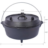 Cast iron Dutch oven with lid, outdoor camping deep pot, used for camping, cooking, barbecue and leg rest, 4.5 quarts - V.I.P Digital Presence