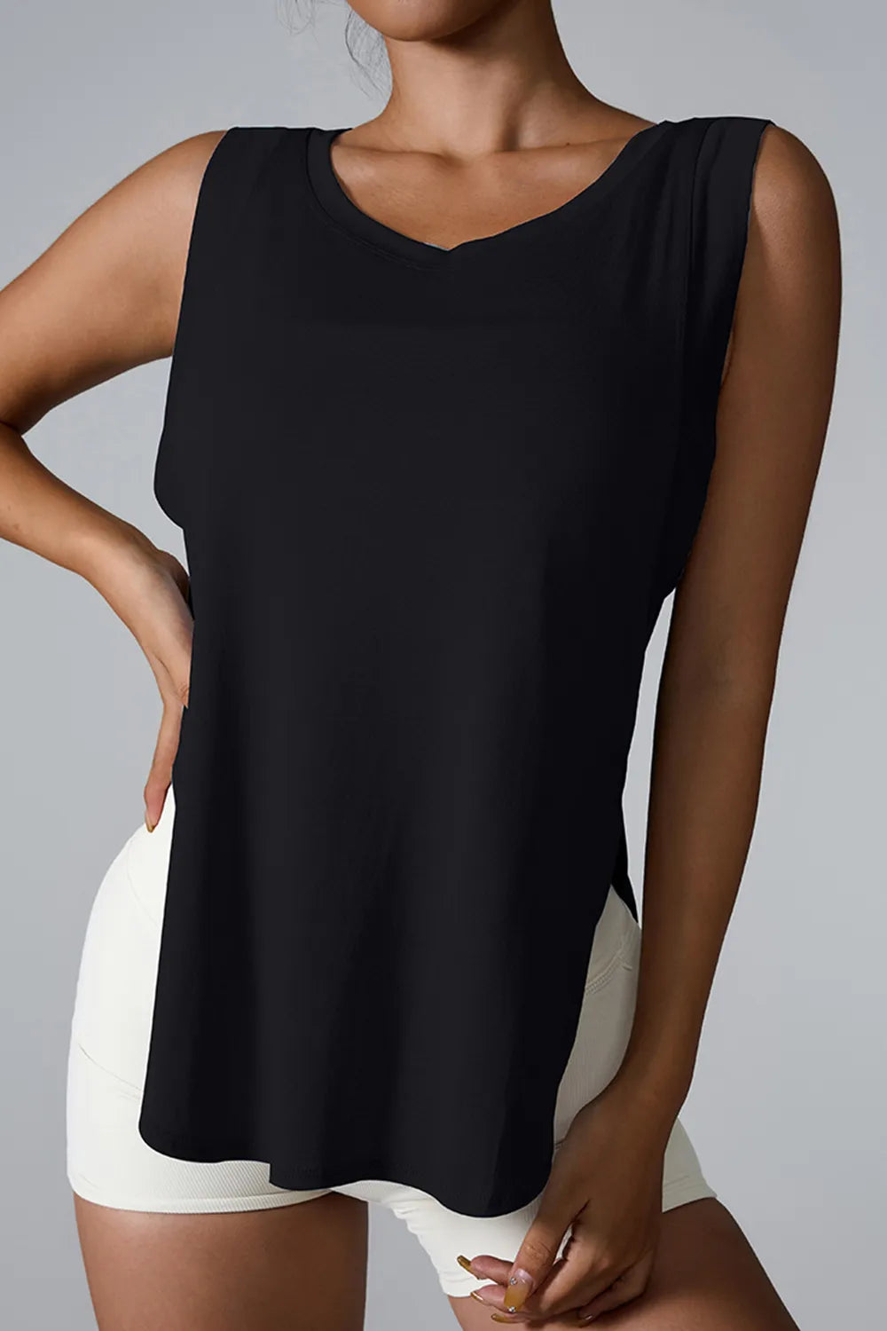 Slit Round Neck Active Tank - V.I.P Digital Presence