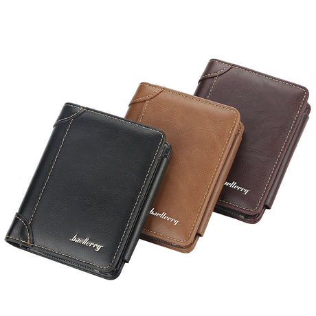 Wallet Men's Short Multi Card Position Three Fold Zipper Zero Wallet Fashion Thin Card Bag Men - V.I.P Digital Presence