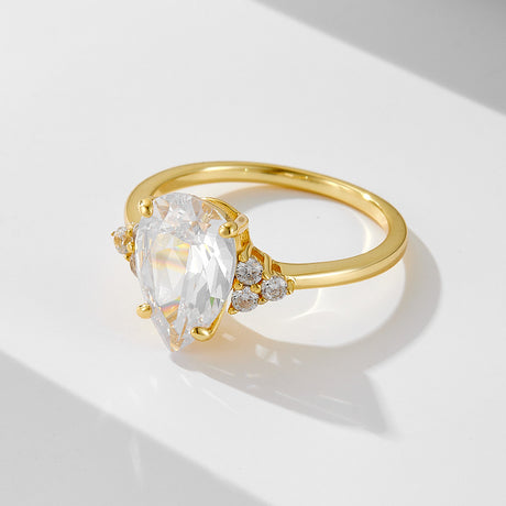 S925 Sliver Moissanite Rings for Women D VVS1 Pear Shape Diamond Engagement Wedding Fine Jewelry Gift - V.I.P Digital Presence