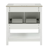 30-Inch White Bathroom Vanity with Ceramic Sink and Versatile Storage - Ideal for Small Bathrooms - V.I.P Digital Presence