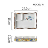 Dumpling plate sushi plate round square plate with soy sauce and vinegar partitioned snack plate ceramic plate for home use - V.I.P Digital Presence