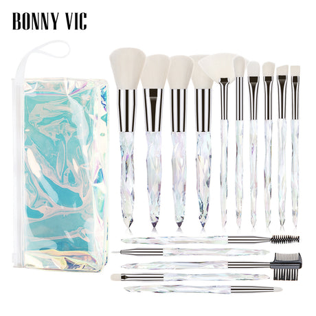 15 pcs Makeup Brushes Diamond Crystal Handle Makeup Tools Foundation Eyeshadow Brush - V.I.P Digital Presence