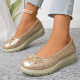 Hollow out ultra light bow soft sole thick sole plus size women's shoes - V.I.P Digital Presence