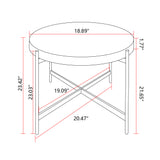 Modern Thread Design Round Coffee Table MDF Table Top with Cross Legs Metal Base(Set of 2 pcs )