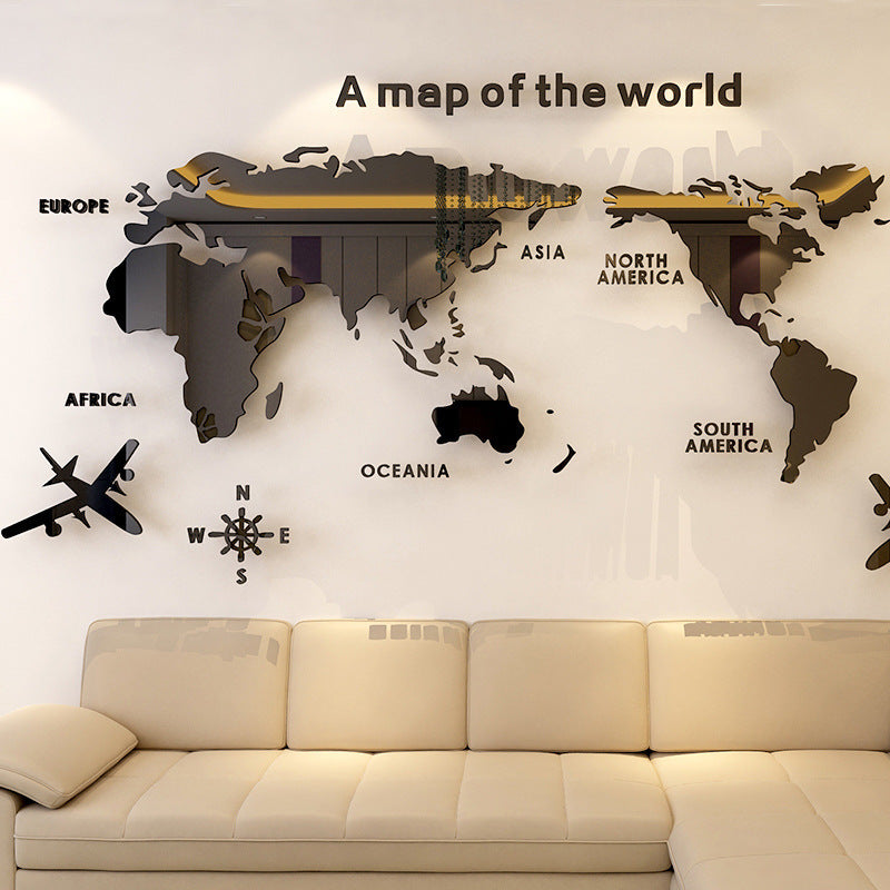 Creative Home Background Wall Stickers Acrylic 3D Wall Stickers Living Room TV Background M70- Map - V.I.P Digital Presence