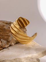 18K Gold-Plated Stainless Steel Open Ring - V.I.P Digital Presence