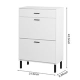 Independent shoe rack storage box with drawers and metal legs, modern shoe cabinet with 2 flippable drawers - V.I.P Digital Presence