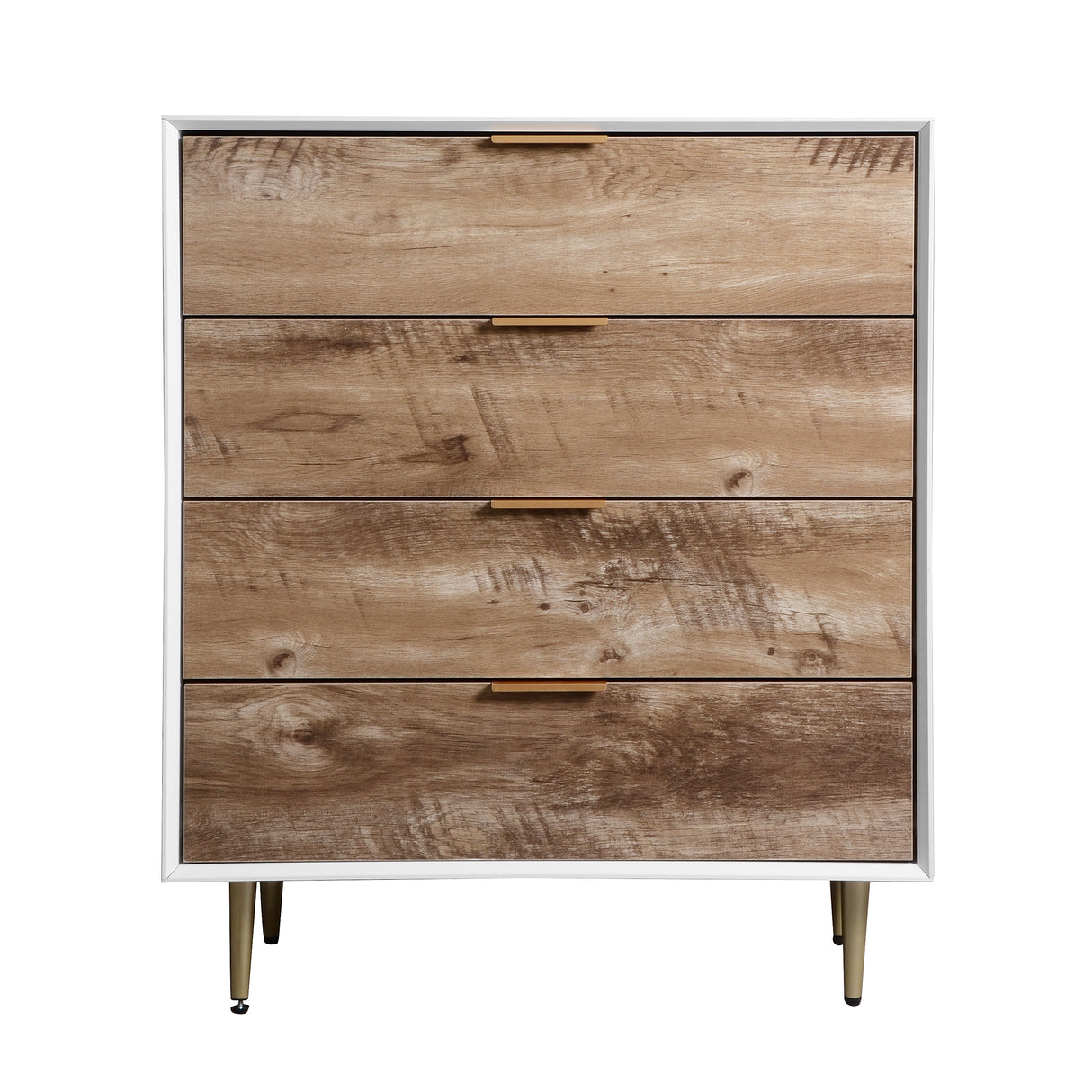 Wooden Tall 4 Drawer Dresser,Chest of Drawers with 4 Metal Legs, Anti-Tipping Device for Bedroom,Living Room - V.I.P Digital Presence