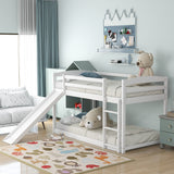 Twin over Twin Bunk Bed with Convertible Slide and Ladder   White