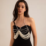Sexy vacation style pearl bra, clothing chain, bikini chain body - V.I.P Digital Presence