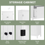 Bathroom Storage Cabinet, Cabinet with Two Doors and Drawers, Adjustable Shelf, MDF Board, White - V.I.P Digital Presence